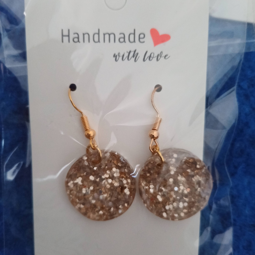 Handmade Gold Glitter Earrings